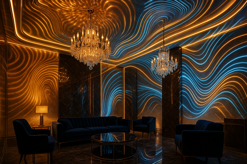 Transforme Seu Espaço com Luzes Hipnotizantes!.transforme em uma imagem luxuosa para anúncios premium
em um ambiente de luxo espetacular, no formato 9:16